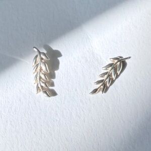 Blue Nile sterling silver leaf studs
